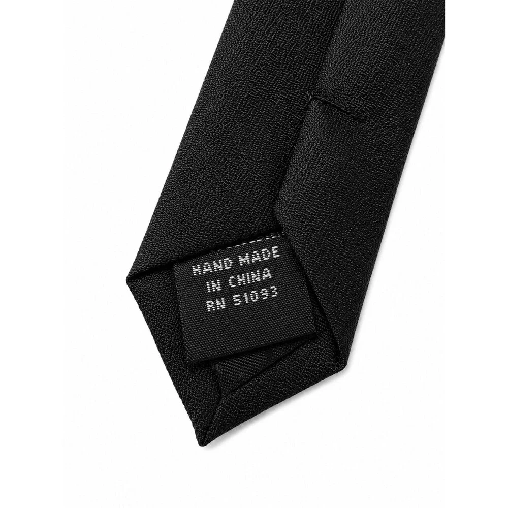 Puritan Black Skinny Necktie Tie Bar Clip Men's Pre-Tied Adjustable EUC 57x2.5